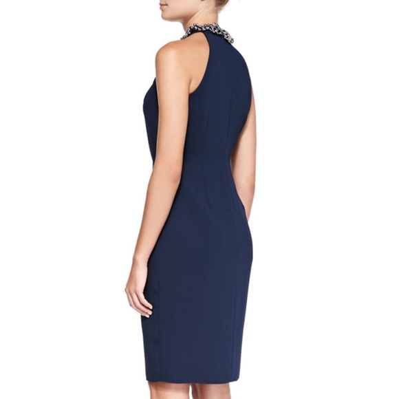 Carmen Marc Valvo Beaded-Neck Toga Dress - Picture 3 of 10